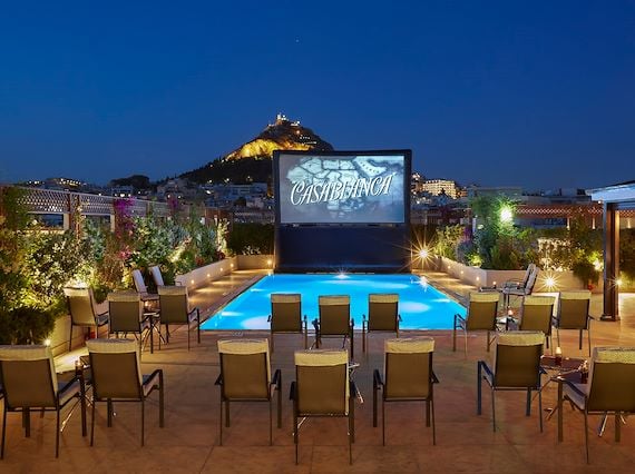 pool your cinema hotel grande bretagne athens roof top